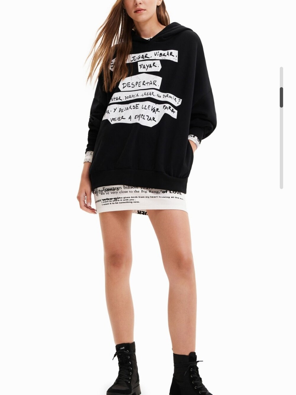 DESIGUAL | NWT US S Oversized Manifesto Sweatshirt | black white | $198 retail